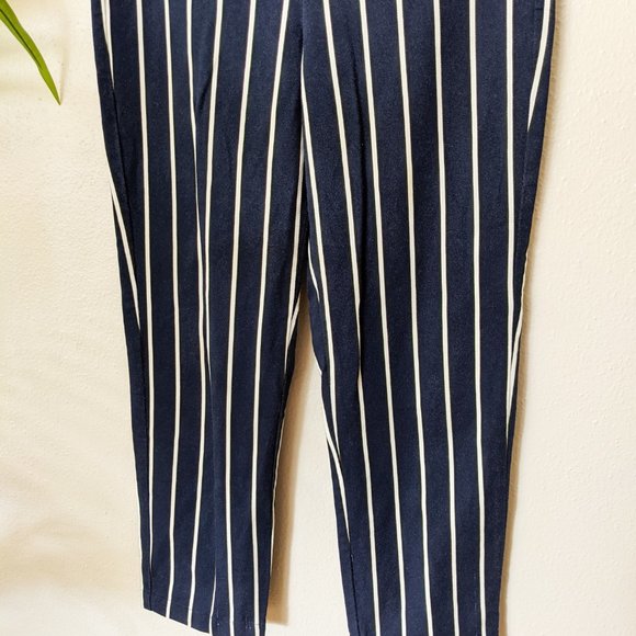 Reformation Navy Striped Cropped Pants - Picture 5 of 11